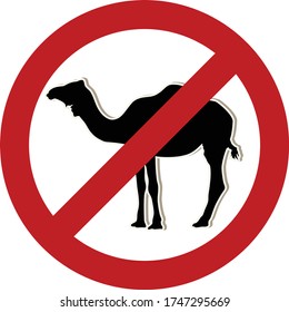 Prohibition Sign Stop Camel Simple Icon. Vector illustration.