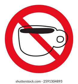 Prohibition sign. Stop coffee. Vector design. Hand drawn illustration on white background.