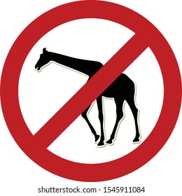 Prohibition sign stop giraffe simple icon. Vector illustration.
