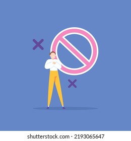 prohibition sign, stop, prohibited, block or do not sign. a man gestured no. illustration concept design. graphic elements