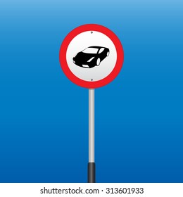 Prohibition Sign Supercar . Vector illustrations