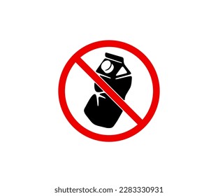 Prohibition sign and symbol, do not litter and crumpled juice box, graphic design. Prohibited symbol, prohibited mark and forbidden sign, paper and cardboard, vector design and illustration
