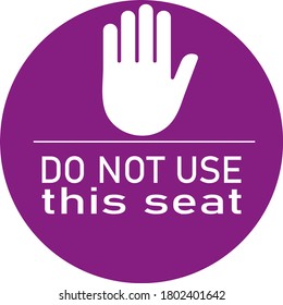 Prohibición de firmar con el texto No usar este asiento en un círculo violeta