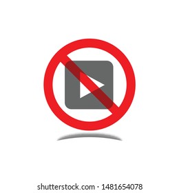 Prohibition sign triangle icon vector design with grey colour isolated on white background. No play music or video logo. Vector illustration for warning issue, announcement and social media content.