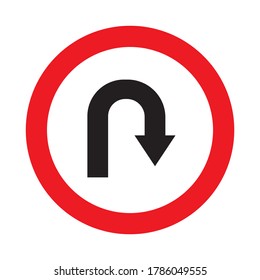 Prohibition Sign U-turn . Vector illustrations