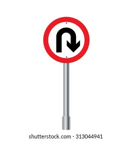 Prohibition Sign U-turn . Vector illustrations