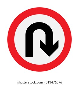 Prohibition Sign U-turn . Vector illustrations