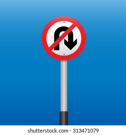 Prohibition Sign U-turn . Vector illustrations