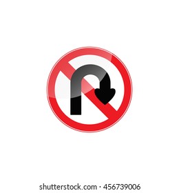 Prohibition Sign U-turn . Vector illustrations