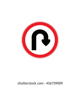 Prohibition Sign U-turn . Vector illustrations