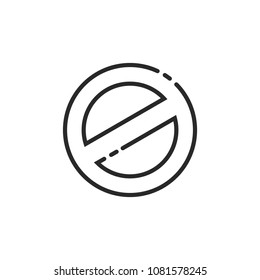 Prohibition sign vector icon, line outline prohibited symbol, no sign or restricted and caution