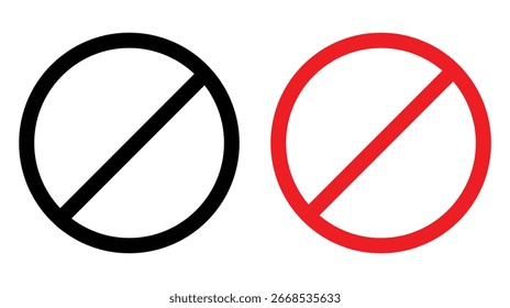 Prohibition Sign Vector Icon – No Entry, Stop and Forbidden Symbol