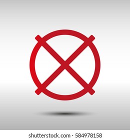 Prohibition sign for web with shadow on gray background