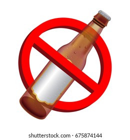prohibition signs with alcohol beer drink bottle