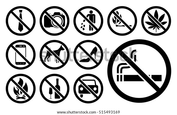 Prohibition Signs Black Set Vector Illustration Stock Vector (Royalty ...