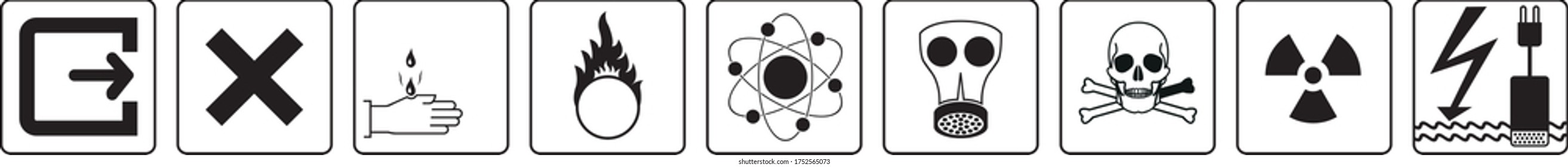 Prohibition signs of chemical and radioactive industry - Vector illustration