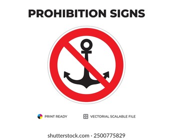 Prohibition signs. Do not throw the anchor. Indicatoare de interzicere. Nu aruncați ancora. Запрещающие знаки. Якорь не бросать.