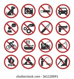 prohibition signs icon set