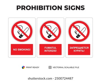 Prohibition signs. No smoking. Indicatoare de interzicere. Fumatul interzis. Запрещающие знаки. Запрещается курить. With explanation.