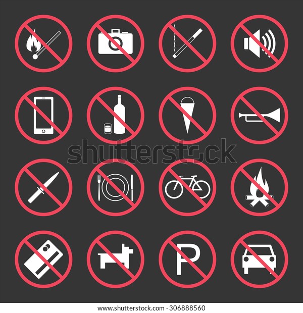 Prohibition signs, no\
symbols vector icon\
set