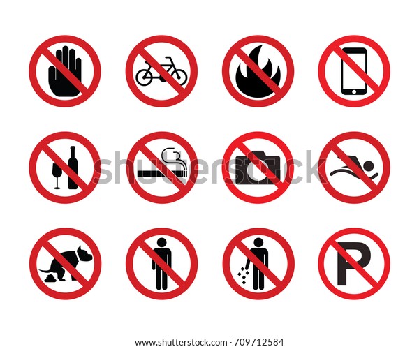 Prohibition signs, no\
symbols vector\
icon