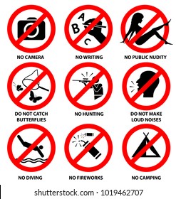 prohibition signs for park, vector 