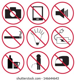Prohibition signs, set 
