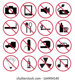 Prohibition signs set
