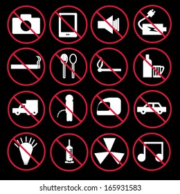 Prohibition signs set