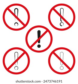 Señales de prohibición establecidas. Iconos de advertencia de precaución. Vector sin símbolos.