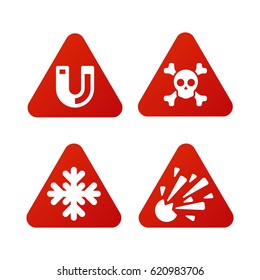 Prohibition signs set industry production vector yellow red warning danger symbol forbidden safety information and protection no allowed caution information.