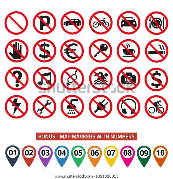 Prohibition signs set safety on white\
background. Vector\
illustration