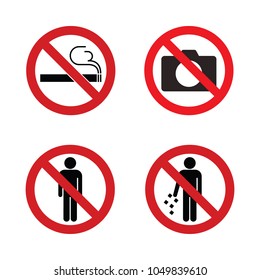 Prohibition signs. Set of prohibition symbols