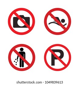 Prohibition signs. Set of prohibition symbols