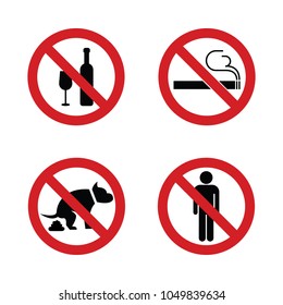 Prohibition signs. Set of prohibition symbols