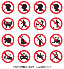 Prohibition signs, set vector illustration