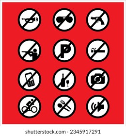 Señales de prohibición. Establecer ilustración vectorial