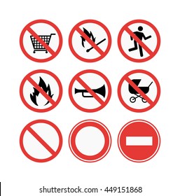 Prohibition signs set vector illustration