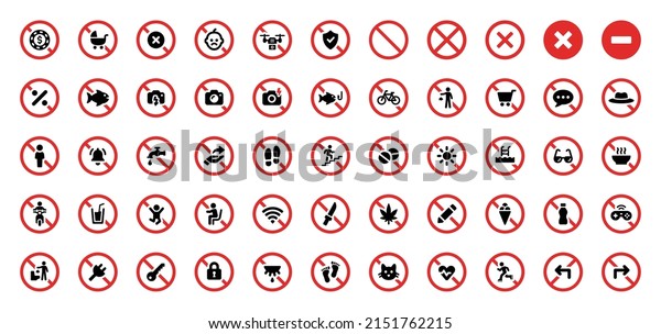 Prohibition signs set\
vector\
illustration.
