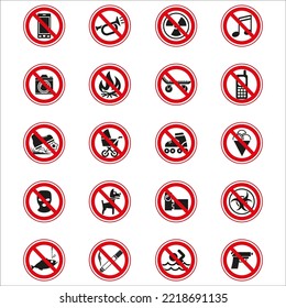 prohibición de señales de advertencia de vector