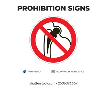 Prohibition signs. Work prohibited metal implants. Indicatoare de interzicere. Interzisă munca implanturi metalice. Запрещающие знаки. Запрещается работа металлические импланты.