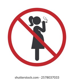 Prohibition smoking sign for pregnant women, isolated on a white background, suitable for health or warning materials