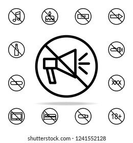 prohibition to speak loudly icon. Ban icons universal set for web and mobile