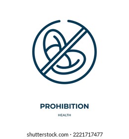 Prohibition symbol icon. Linear vector illustration from health collection. Outline prohibition symbol icon vector. Thin line symbol for use on web and mobile apps, logo, print media.