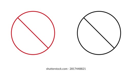 Prohibition Symbol Icon Set. No Entry, Restriction, Warning, Forbidden Action And Safety Regulation Outline Sign Collection. Editable Stroke. Isolated Vector Illustration.