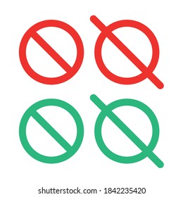 Prohibition symbol icon vector. With red and green illustration.