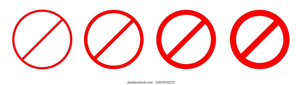 Prohibition symbol vector set red color