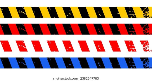 Prohibition tape vector. Red White. Red-black. Yellow-black. Blue-Black