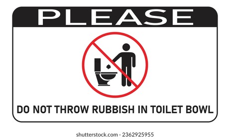 Prohibition of throwing rubbish into the toilet