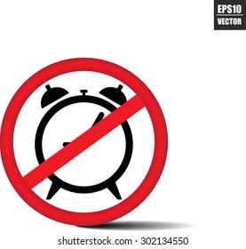 Prohibition Traffic Sign Meaning No Alarm Clock, Mechanical Clock Time Icon. Vector.